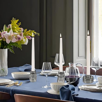 Glass Candlestick Holders, Taper Candle Holders, Set of 6, Gray | Double-sided ribbed glass taper candle holders for wedding centerpieces, parties, Christmas,Halloween, and home deco - color: Gray, size: 6 PCS