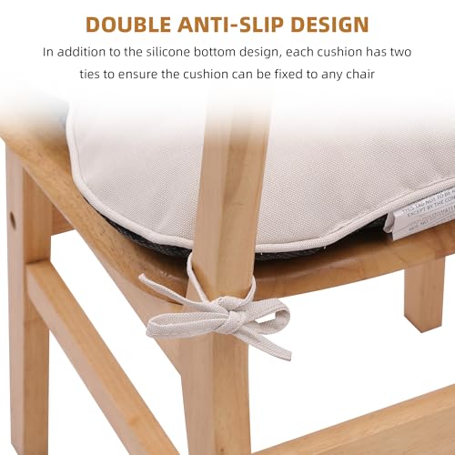 RACE LEAF Chair Cushions for Dining Chairs 4 Pack, Memory Foam Kitchen Chair Pads with Ties and Non-Slip Backing, Indoor Seat Cushions Tufted 15.5" X 15.5" Beige - color: Beige
