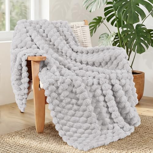 Whale Flotilla Soft 3D Fleece Throw Blanket for Couch & Bed, Light Grey | Super Cozy Lightweight Plush Fluffy Throw, Luxury Decorative All‑Season Couch Cover Blanket for Sofa & Office Chair, 50"x60" - color: Light Grey, size: Throw(50x60 Inch)