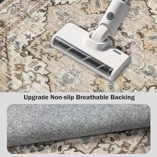 AooHHooA Boho Washable 2x10 Runner Rugs Beige Non Slip Low Pile Long Runner Rug, Stain Resistant Soft Faux Wool Runners for Hallway Laundry Entryway Bedroom - color: Beige, size: 2' x 10' (Runner)