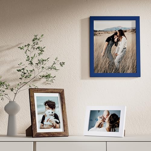 Vittanly 10 Pack Gallery Wall Frame Set, Blue, Brown, White | Gallery Wall Frame Set: 2pcs 8x10, 4pcs 5x7 & 4pcs 4x6 Photos for Wall & Table, Picture Frames made of Engineered Wood - color: Blue & Brown & White