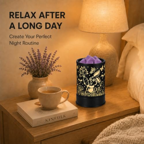 nawaza Wax Melts Warmer Scented Metal 2-in-1 Electric LED Burner Rabbit | Scented candle wax melter, essential oil burner, home office bedroom decor, daily aroma gift - style: Rabbit