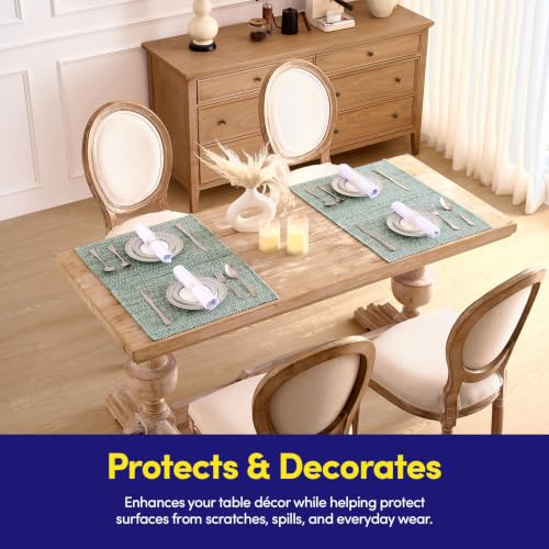 Sweet Home Collection 100% Cotton Placemats for Dining Room Rectangle Two Tone Woven Fabric 13" x 19" Soft Durable Table Mat Set, Set of 6, Light Green - color: Light Green, size: Rectangle 13" x 19"