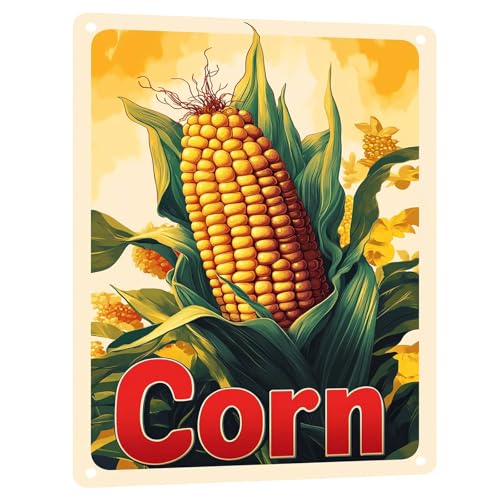 Corn Vegetables Metal Tin Sign Vintage Farmhouse Wall Art for Kitchen Dining Room Pantry and Home Wall Decoration 12x16 Inch - color: Corn Metal Tin Sign, size: 12x16inch(30x40cm)