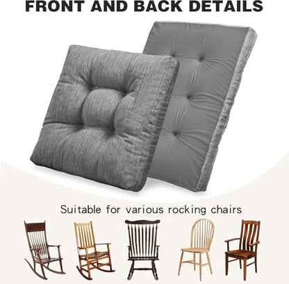 baibu Patented Dual-Layer Rocking Chair Cushion Set, 19.5 x 19.5 in, Grey | Two-piece memory foam seat and back cushion set with secure ties and a non-slip bottom for indoor rocking chairs. - color: Grey
