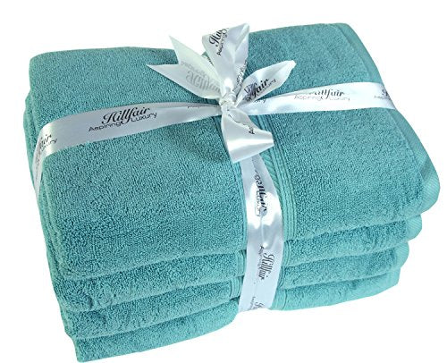 Hillfair 12-Piece Super Soft Cotton Bath Towels - 600 GSM - Hotel Spa Set: 2 Bath, 4 Hand, 6 Washcloths - Absorbent - Aqua - color: Sea Green, size: 12 Piece Towel Set