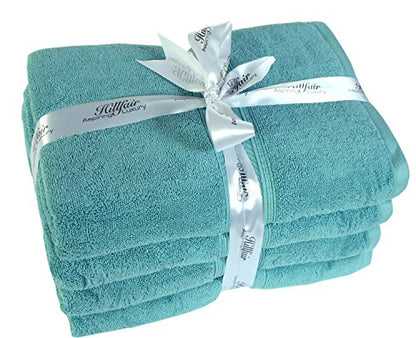 Hillfair 12-Piece Super Soft Cotton Bath Towels - 600 GSM - Hotel Spa Set: 2 Bath, 4 Hand, 6 Washcloths - Absorbent - Aqua - color: Sea Green, size: 12 Piece Towel Set