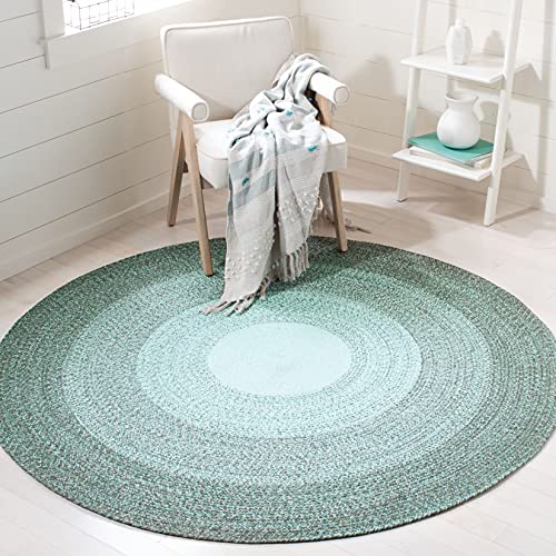 SAFAVIEH Cape Cod Collection Area Rug - 4' Round, Green, Handmade Braided Cotton, Ideal for High Traffic Areas in Living Room, Bedroom (CAP242Y) - color: Green, size: 4' (Round)