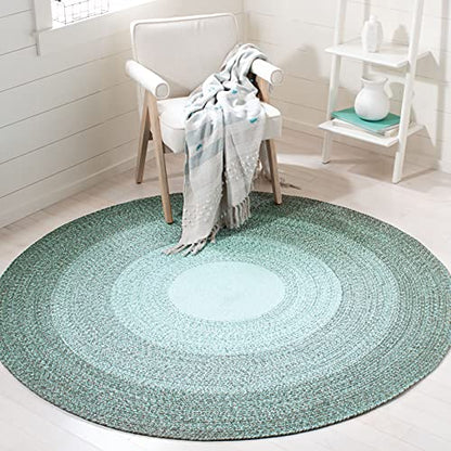 SAFAVIEH Cape Cod Collection Area Rug - 4' Round, Green, Handmade Braided Cotton, Ideal for High Traffic Areas in Living Room, Bedroom (CAP242Y) - color: Green, size: 4' (Round)