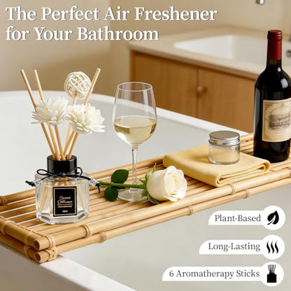 TonJin 2PCS Gardenia Reed Diffuser Set 1.7 fl oz with 6 Scent Sticks, White Floral Home Fragrance, Natural Scented Oil Sticks for Bathroom, Living Room & Bathroom | Non-Toxic Air Freshener