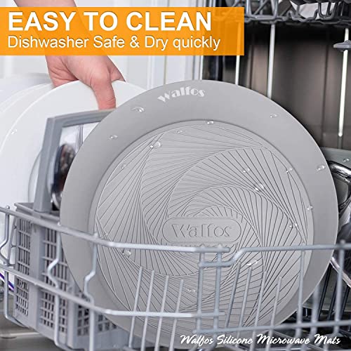 Walfos Silicone Microwave Mats, Heat Resistant Multi-Purpose Microwave Trivet Mat, Non-Slip Hot Pads, BPA Free Silicone Mats for Microwave, Oven, Hot Pan, Pot (Grey) - style: 10+12in, 2 Grey Microwave Mat