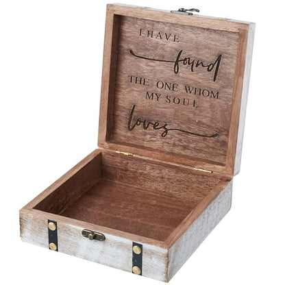 Wedding Keepsake Box with Lids Bridal Arranger Memory Storage Box Bridal Shower Gifts Wooden Wedding Engagement Couples Gifts 7X7X3 Inches Mr and Mrs (WHITE)