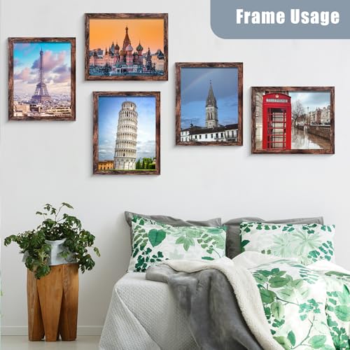 BESCRCL 11x14 Picture Frame Set of 6 High Definition Glass, 11 x 14 Photo Frame for Wall, Engineered Wood, Brown - color: Brown, size: 11x14