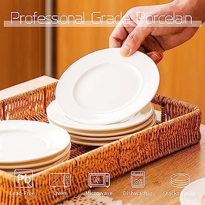 6 Inch Ceramic Small Salad Plates, Round Dessert Plate Set, 18P | White Appetizer Dishes, for Cake Waffles Snacks Side Dish, Oven Microwave Dishwasher Safe, Scratch Resistant, Stackable - style: Round Classic