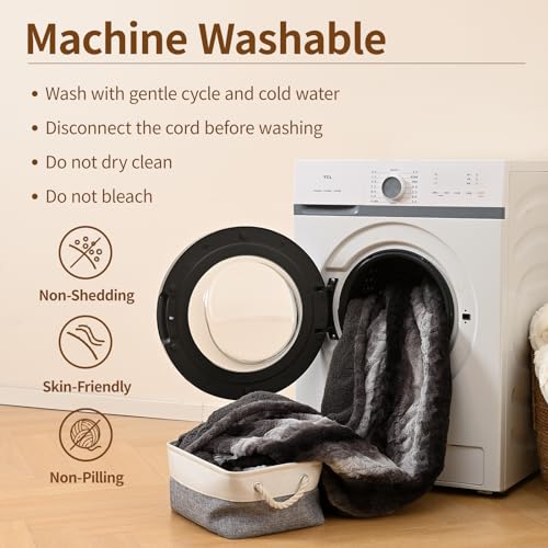 Bearhug Heated Blanket 6 Heat Settings Electric Blanket, 4-Hour Auto Shut-Off, Luxurious Faux Fur & Sherpa Dual-Sided Heated Throw, Machine Washable, 50 x 60 Inches, Gift-Ready Elegant Packaging - color: Cocoa Fade Stripe, size: Throw 50" x 60"