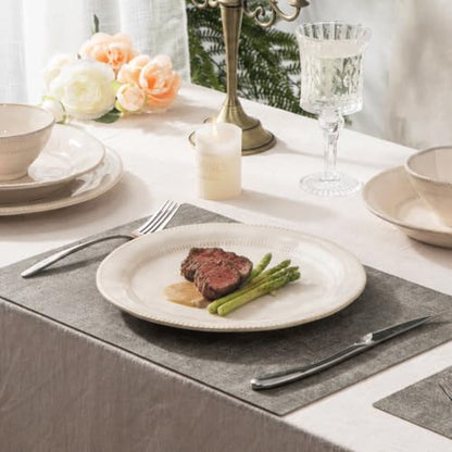 4-piece Ceramic Dinnerware Set with Active Glaze, Modern Shaped Tableware Set Suitable for Kitchen, Microwave, Dishwasher, and Oven, Scratch-resistant, Apricot Color - color: style - 3