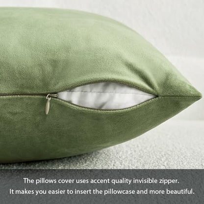MIULEE Velvet Pillow Cover Soft Luxury Decorative Throw Pillow Cover Single Rectangle Cushion Case for Spring Couch Sofa Bedroom Car Decor,12x20 Inch Sage Green | Soft Luxury Decorative Throw Pillow Cover, Single Rectangle Cushion Case, Home Decor for Cha