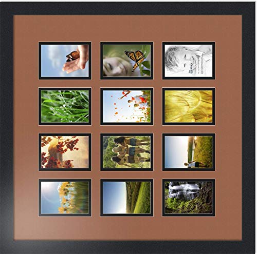 ArtToFrames Collage Photo Frame Double Mat with 12-3.25x4.75 Openings with Satin Black Frame and Paloma mat. - color: Paloma, size: 12 - 3.25x4.75