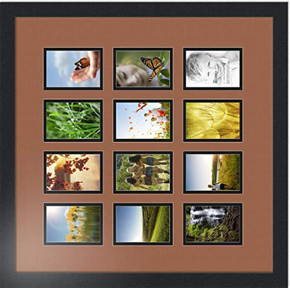 ArtToFrames Collage Photo Frame Double Mat with 12-3.25x4.75 Openings with Satin Black Frame and Paloma mat. - color: Paloma, size: 12 - 3.25x4.75
