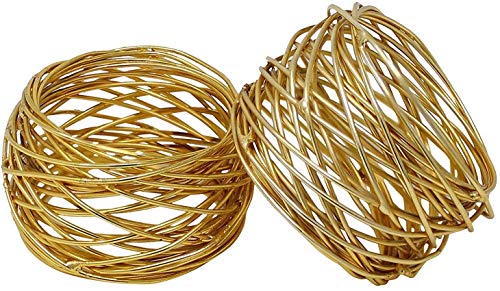 ARN Crafts Golden Round Mesh Napkin Rings- for Weddings Dinner Parties or Every Day Use (Gold Mesh Napkin Rings- Set 12)