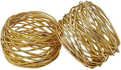 ARN Crafts Golden Round Mesh Napkin Rings- for Weddings Dinner Parties or Every Day Use (Gold Mesh Napkin Rings- Set 12)