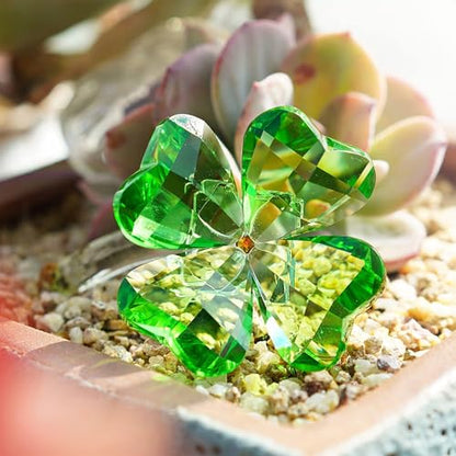 4'' Crystal Four Leaf Clover Figurine Collectibles St Patricks Day Decor - style: Four Leaf Clover