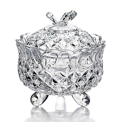 Colorful Crystal Glass Candy Snack Barrel Storage Jar Embossed Luxury Cookie Buffet Canister With Lids Jewelry Box Jar Biscuit Containers - color: Butterfly-Clear