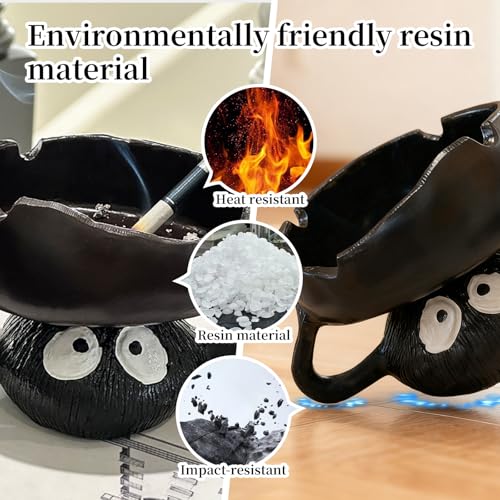 Funny Ashtrays, Resin Cartoon Soot Sprite Holders for Tealight Candle/Crystal/Jewelry/Keys for Home Decor, Unique Gag Gifts for White Elephant/Housewarming//Father's Day/Halloween/Christmas, Black - size: big