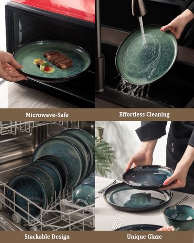 Ceramic tableware set, suitable for 4-piece and 12 piece hand-painted glazed dish and bowl sets, scratch resistant tableware sets, ovens, microwaves, and dishwashers, safe and green - color: style - 7