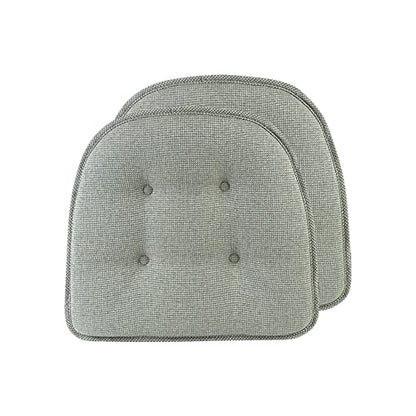 Non-Slip Chair Cushions, Assembled in USA, U-Shaped Skid-Proof Seat Pads for Dining Room, Kitchen, Office, 15"x16" - color: Solid Spa Green, size: 2 Pack
