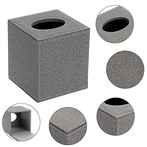 Sumnacon Square Linen Tissue Box Cover - Stylish Cube Tissue Box Holder with Magnetic Bottom, Decorative Tissue Box for Vanity Toilet Dresser Night Stand Table Countertop Home Office Car, Grey | Stylish Cube Tissue Box Covers Decorative Tissue Box for Van