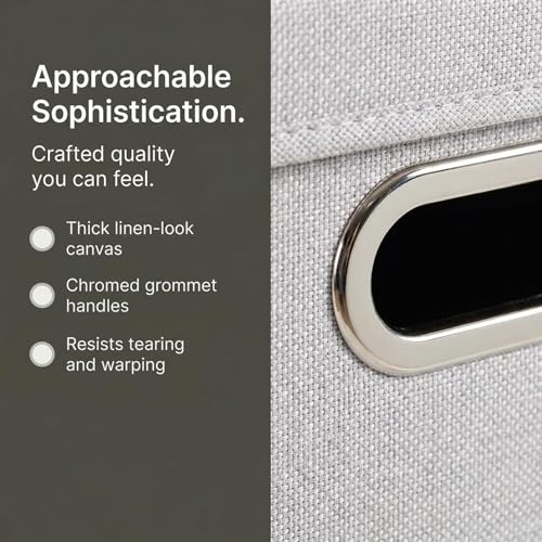 Household Essentials 804-1 Café Cube Bin Storage Set with Lids and Handles | 2 Pack | Silver Linen - size: (Pack of 2)