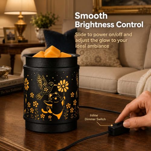 mocosa Metal Wax Melt Warmer Electric Candle Fragrance Burner | Oil Burner 2 in 1，Gifts for Women，Mother's Day，for Home Office Bedroom，Hummingbird Decorations - style: Hummingbird + Cat