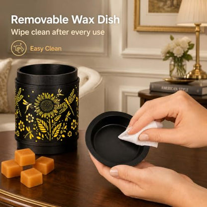 mocosa Metal Wax Melt Warmer Electric Candle Fragrance Burner | Oil Burner 2 in 1，Gifts for Women，Mother's Day，for Home Office Bedroom，Sunflower Decorations - style: Sunflower + Dragonfly