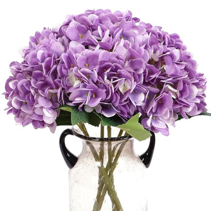 Kimura's Cabin 6Pcs Artificial Hydrangeas Flower Silk Fake Flowers,Purple | Faux Hydrangea Flowers with Stems,Wedding Party Bouquet Arrangements,Home Table Centerpieces,Vase Filler Plants,Office Deco - color: Purple
