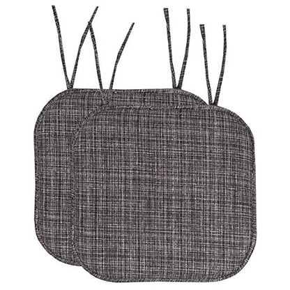 Sweet Home Collection Chair Cushion Memory Foam Pads with Ties Honeycomb Pattern Slip Non Skid Rubber Back Rounded Square 16" x 16" Seat Cover, 2 Pack, Aria Gray/Black 6 pack - color: Aria Gray/Black, size: 2 Count (Pack of 1)