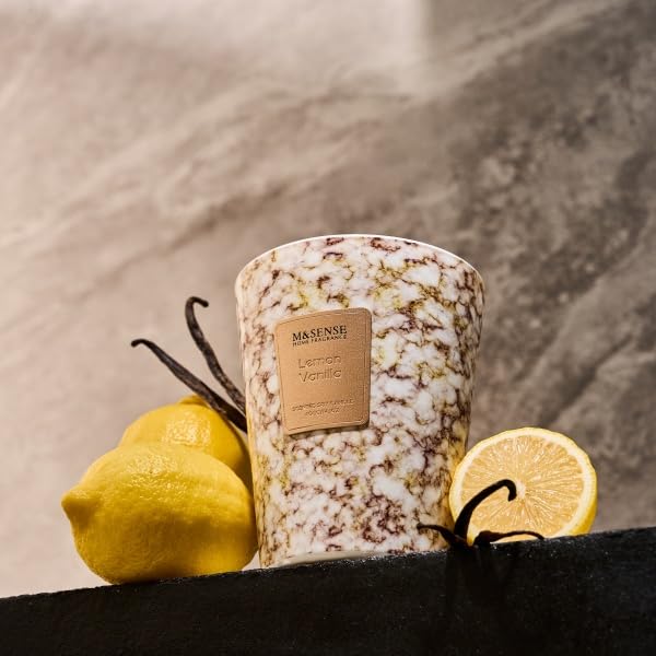 M&SENSE Lemon Vanilla Scented Soy Candle, 3 Wick Highly Scented 14.1 Oz 75H, Aromatherapy Christmas Gift for Women and Men - color: Sugared Lemon Zest, size: Medium