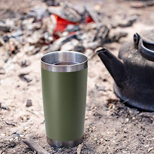 HASLE OUTFITTERS 20oz Stainless Steel Tumblers Bulk, Insulated Travel Cup with Lid, Double Wall Vacuum Coffee Mug for Cold & Hot Drinks 4 Pack, Army Green - color: Army Green-A, size: 4 Count (Pack of 1)