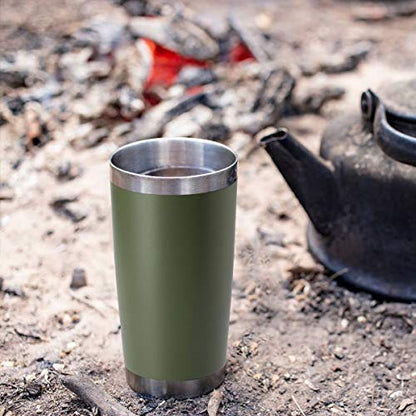 HASLE OUTFITTERS 20oz Stainless Steel Tumblers Bulk, Insulated Travel Cup with Lid, Double Wall Vacuum Coffee Mug for Cold & Hot Drinks 4 Pack, Army Green - color: Army Green-A, size: 4 Count (Pack of 1)