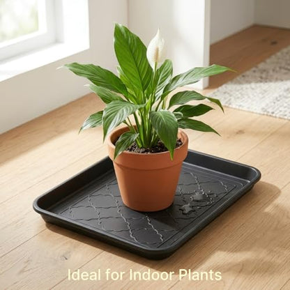 Kingrol 4-Pack Small Shoe Trays for Entryway Indoor, 16.5" x 12.6" Individual Boot Tray with Raised Lip, Waterproof Plastic Shoe Mat Tray for One Pair, Pet Bowls, Plants, Under Sink & Floor Protection