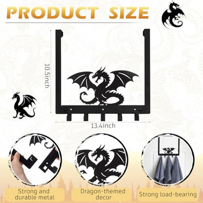 Reallnaive Dragon Over The Door Hooks Bathroom Decor Hanger Wall Mount Rack Holder for Towel, Hat, Coat, Cloth, Keychain, Bag, Christmas Party Gift - style: Dragon