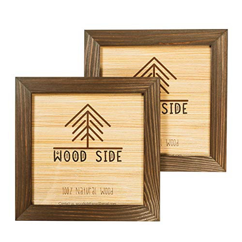 Rustic Wooden Square Picture Frames 4x4 - Set of 2-100% Natural Solid Eco Wood with Real Glass for Wall Mounting and Tabletop Display Photo Frame - Brown Wenge - color: Brown Wenge
