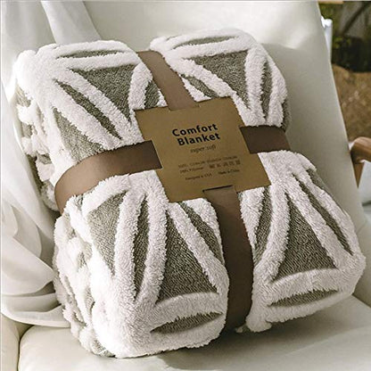 Grey Flannel Sherpa Throw 60''×50'' Soft Plush Flannel Blanket Throws for Bed/Couch/Sofa/Office/Camping - color: C-grey, size: 50''x60''