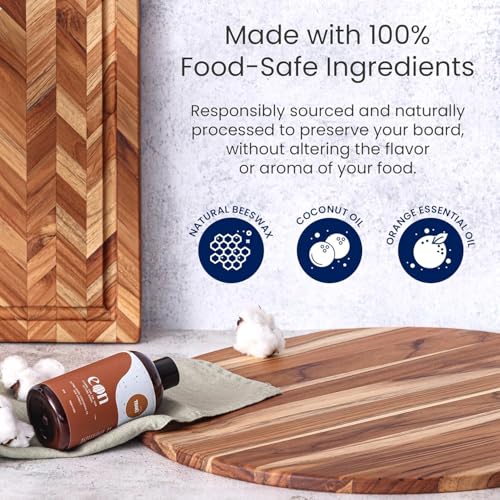 Teakhaus Carving Board and EON Cutting Board Oil Set - Large (L) Teak Wood Cutting Board with Juice Groovel & Food-Grade Mineral Oil - 20”L x 15”W x 1.5” Thick - FSC Certified - color: Cutting Board with Maintenance Oil, size: Large (20 inch x 15 inch x 1