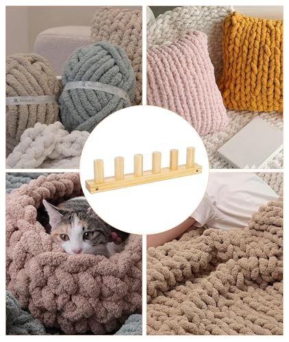 Irosiy 50" Loom for Chunky Blanket, Wooden Hand Knitting Loom for Chunky Yarn, Adjustable Size, No Needles Required with Assembly Tools