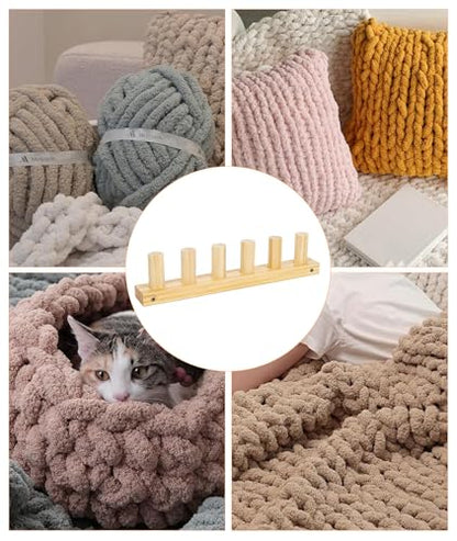 Irosiy 50" Loom for Chunky Blanket, Wooden Hand Knitting Loom for Chunky Yarn, Adjustable Size, No Needles Required with Assembly Tools