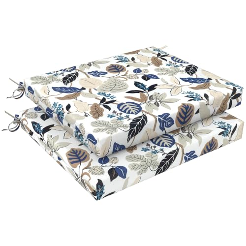 LVTXIII Outdoor Chair Cushions, Fade-Resistant Patio Furniture Cushions Outdoor Chair Pads with Ties for Dining Chairs and Garden Furniture Use, 18.5"x16"x2" 2 Pack, Breeze Leaves Beige - color: Breeze Leaves Beige, size: 18.5"x16"x2" ( Set of 2 )