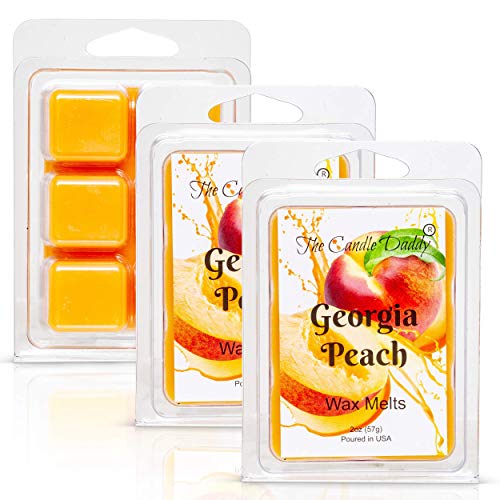 Georgia Peach - Southern Peach Fruit Scented Melt- Maximum Scent Wax Cubes/Melts- 1 Pack -2 Ounces- 6 Cubes, Gift for Women, Men, BFF, Friend, Wife, Mom, Birthday, Sister, Daughter, Anniversary