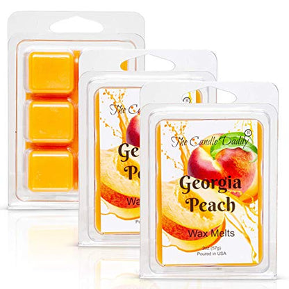 Georgia Peach - Southern Peach Fruit Scented Melt- Maximum Scent Wax Cubes/Melts- 1 Pack -2 Ounces- 6 Cubes, Gift for Women, Men, BFF, Friend, Wife, Mom, Birthday, Sister, Daughter, Anniversary