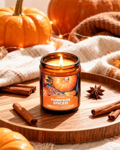 AOOVOO Fall Candles Set - 6 Pack Candles for Home Scented, 42 oz Natural Soy Wax 300 Hour Long Lasting, Fall Fragrance of Pumpkin/Apple Cinnamon/Clove/Vanilla Cupcake/Latte Cupcake/Wheat Vanilla - color: Fall Candles, size: Pack of 6